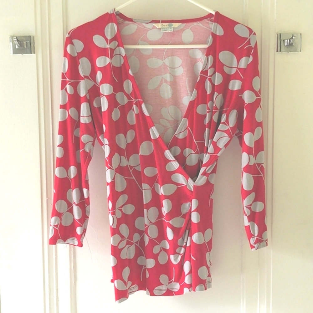 Boden leaf pattern wrap shirt